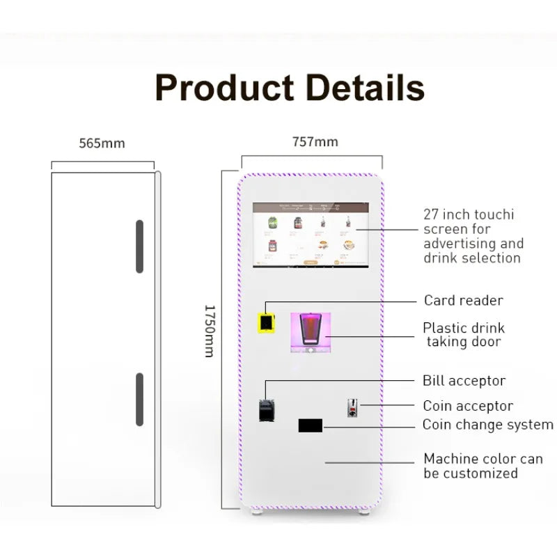 Smart Protein Shake Vending Machine Automatic Mixing System Touch Screen Cashless Payment Gym Fitness Use