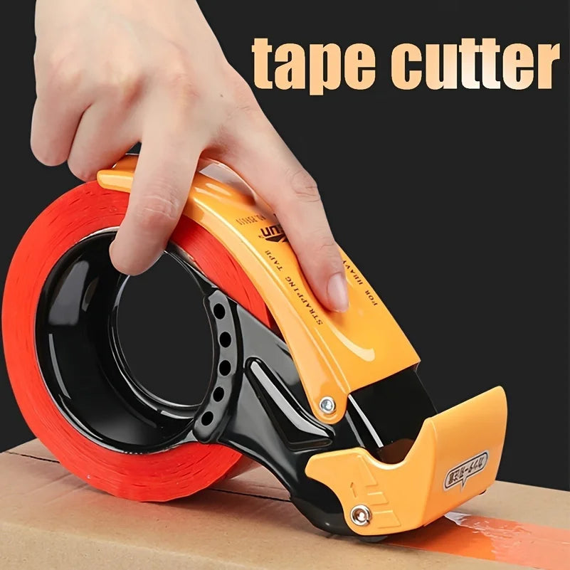 Heavy duty handheld packaging tape dispenser, automatic cutting and sealing, metal structure,used for efficient sealing of boxes