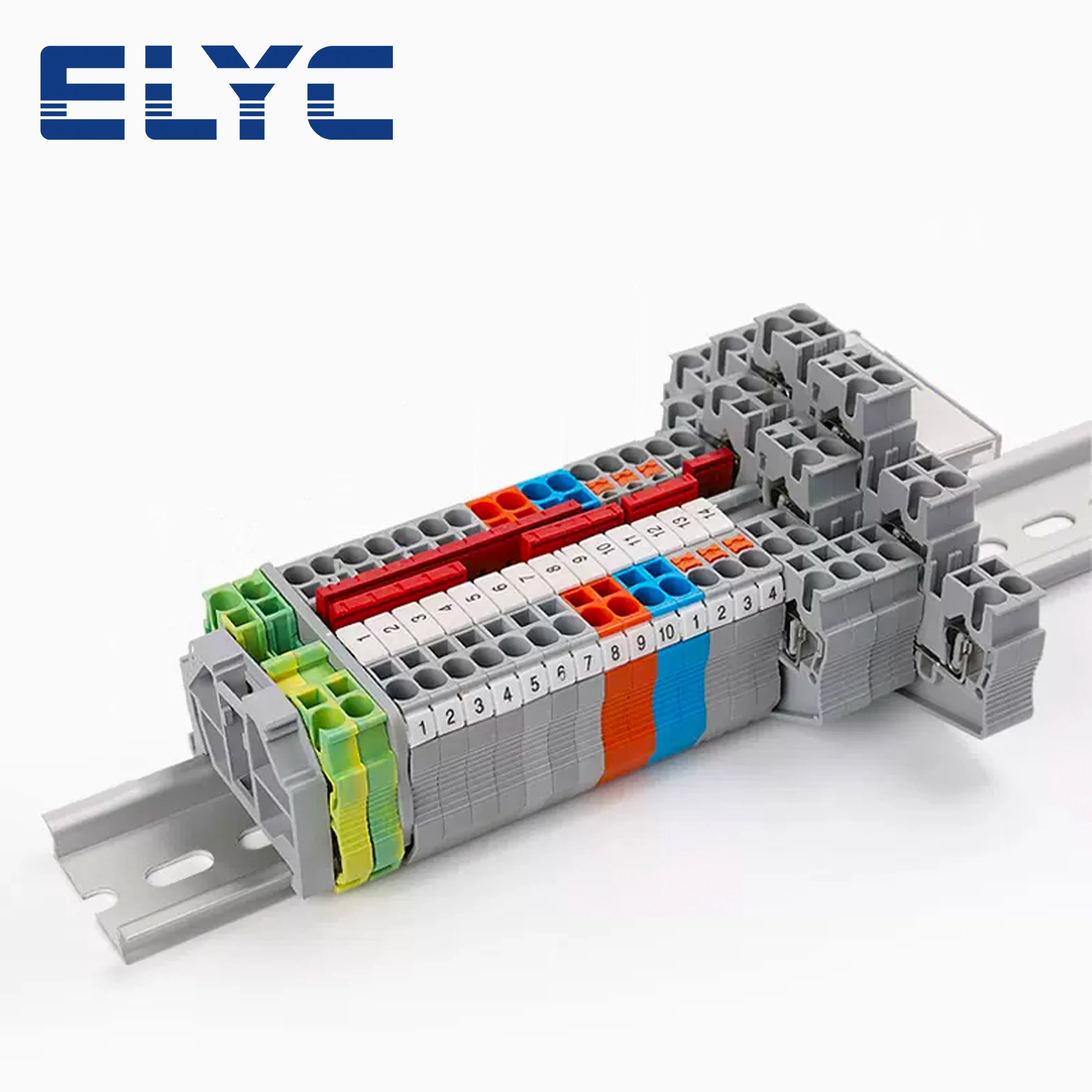 PT4 Push-In Terminal Block Spring Connection Feed-Through Screwless PT-4 Wire Electrical Connector Din Rail Terminals PT 4