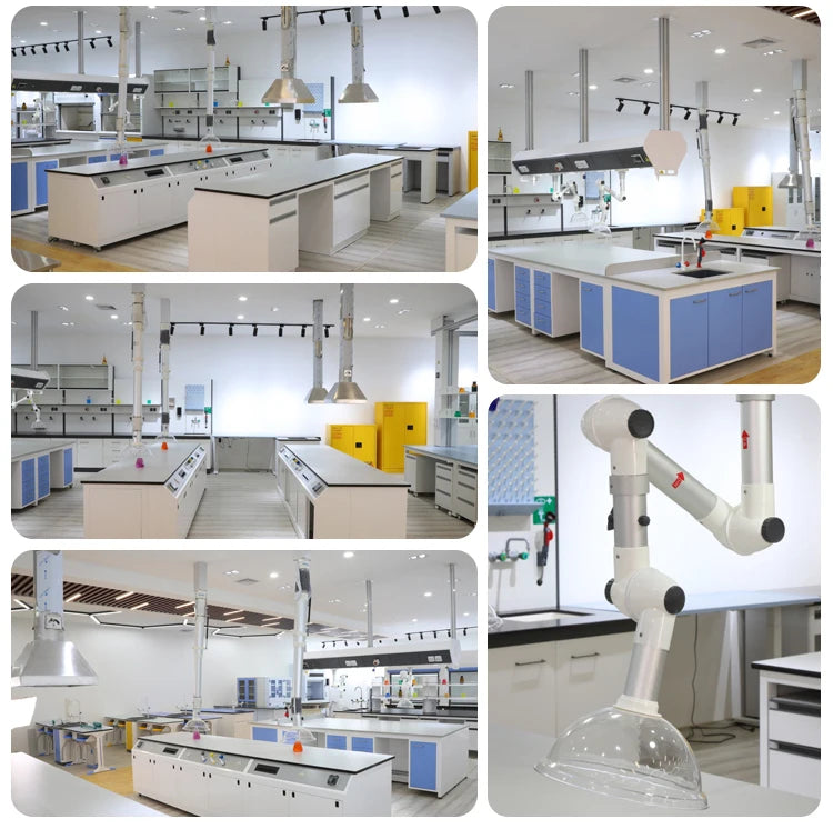 Laboratory Furniture Biology Bench C-Frame Lab Island Table With Sink And Reagent Shelf