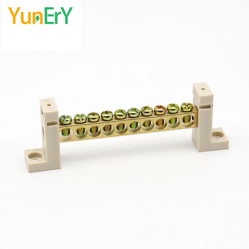 DIN Rail Terminal Block High Bridge Type Ground Bar 5/7/10/12 Holes Electrical Connector Distribution Box Neutral Terminal