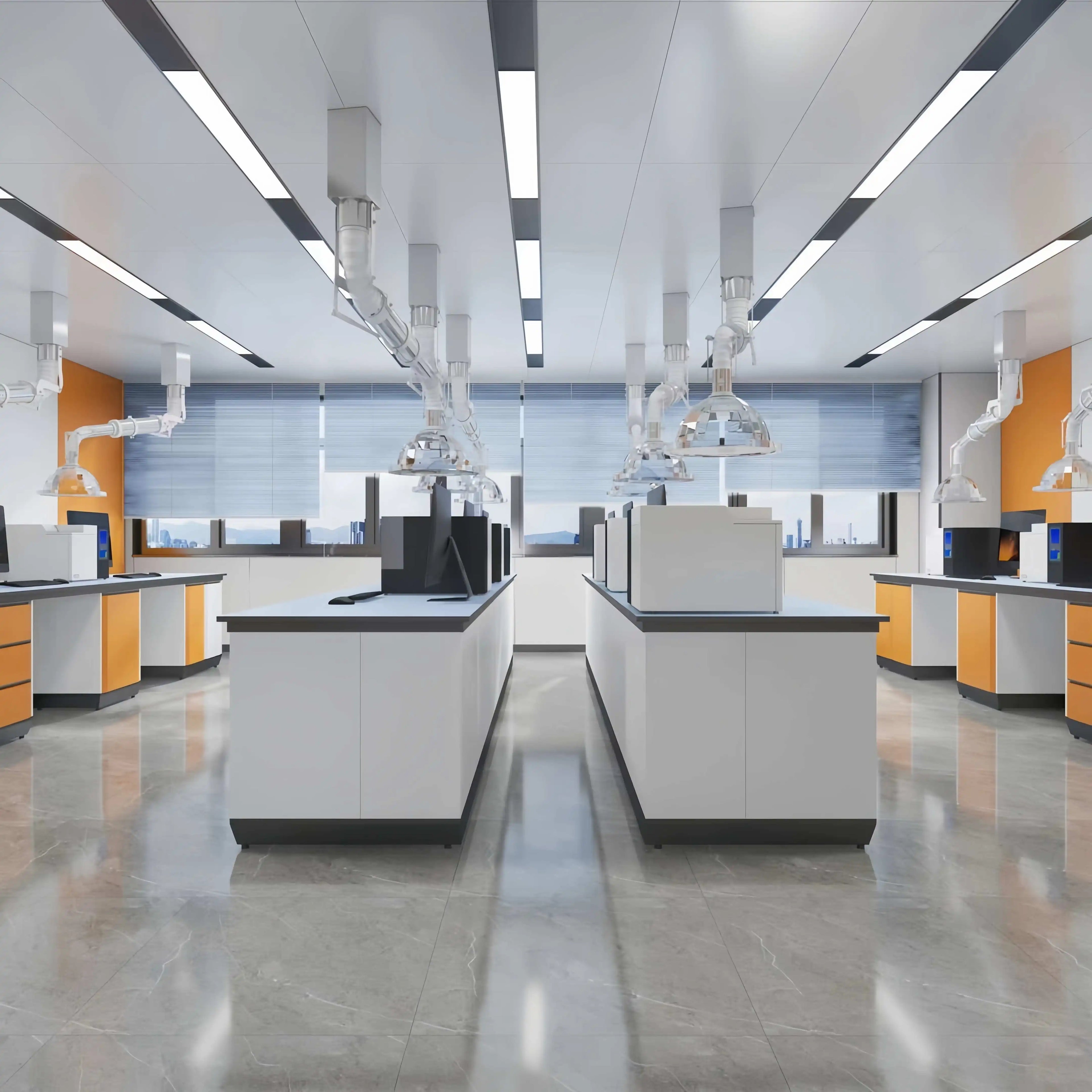 Chemical Resistance Laboratory Furniture Lab Benches Work Bench Lab Workstation With Shelves And Sink