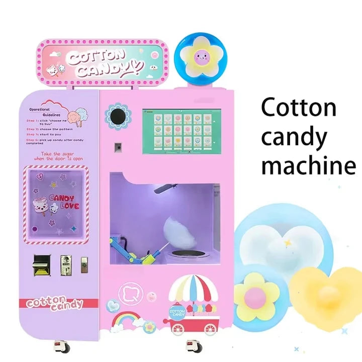 Customized Coin Operated Cotton Candy Vending Machine Automatic Commercial High Profit Mall Business Hot Sale