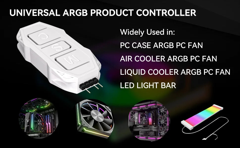 GSCOLER Controller Supports 5V ARGB DIY devices SATA power interface Dual-mode control of lights and speed