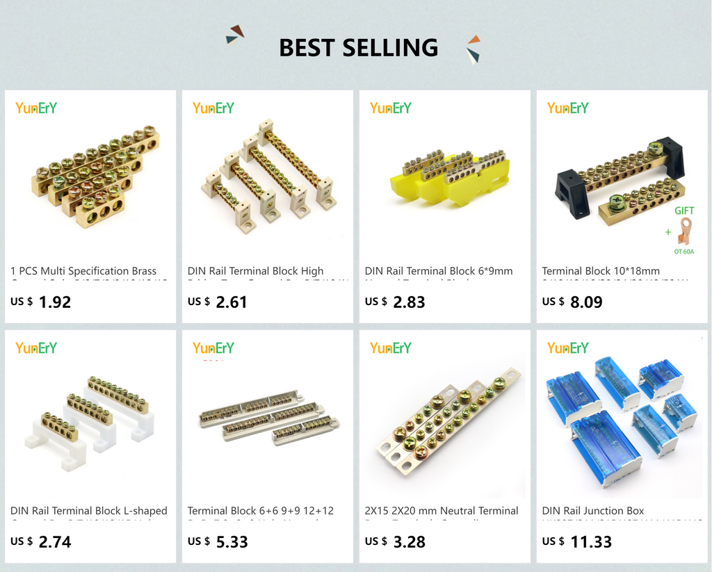 DIN Rail Terminal Block High Bridge Type Ground Bar 5/7/10/12 Holes Electrical Connector Distribution Box Neutral Terminal