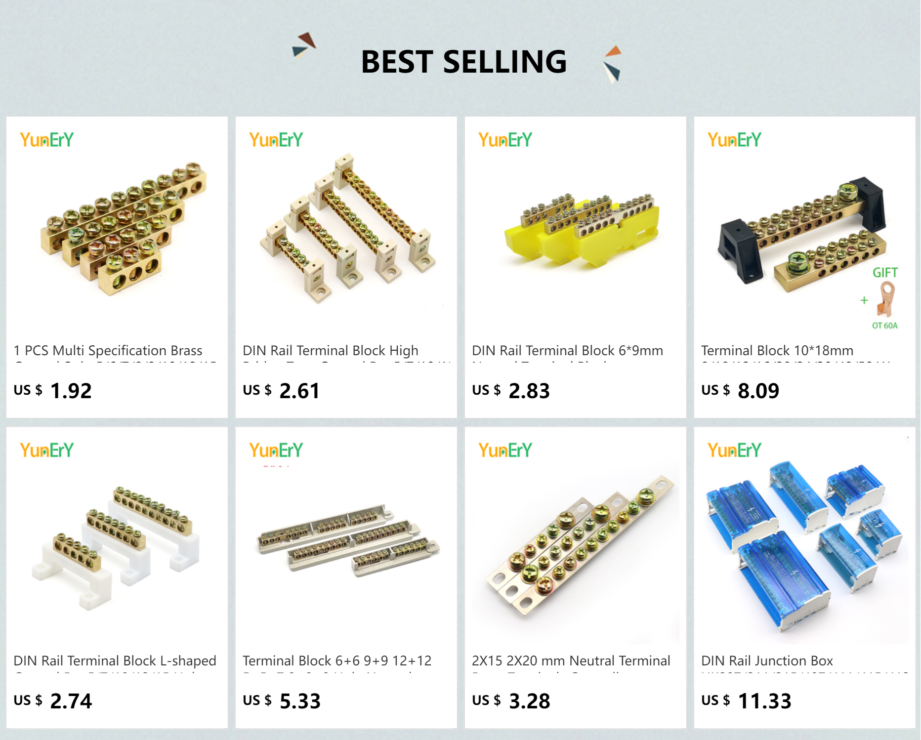 DIN Rail Terminal Block High Bridge Type Ground Bar 5/7/10/12 Holes Electrical Connector Distribution Box Neutral Terminal