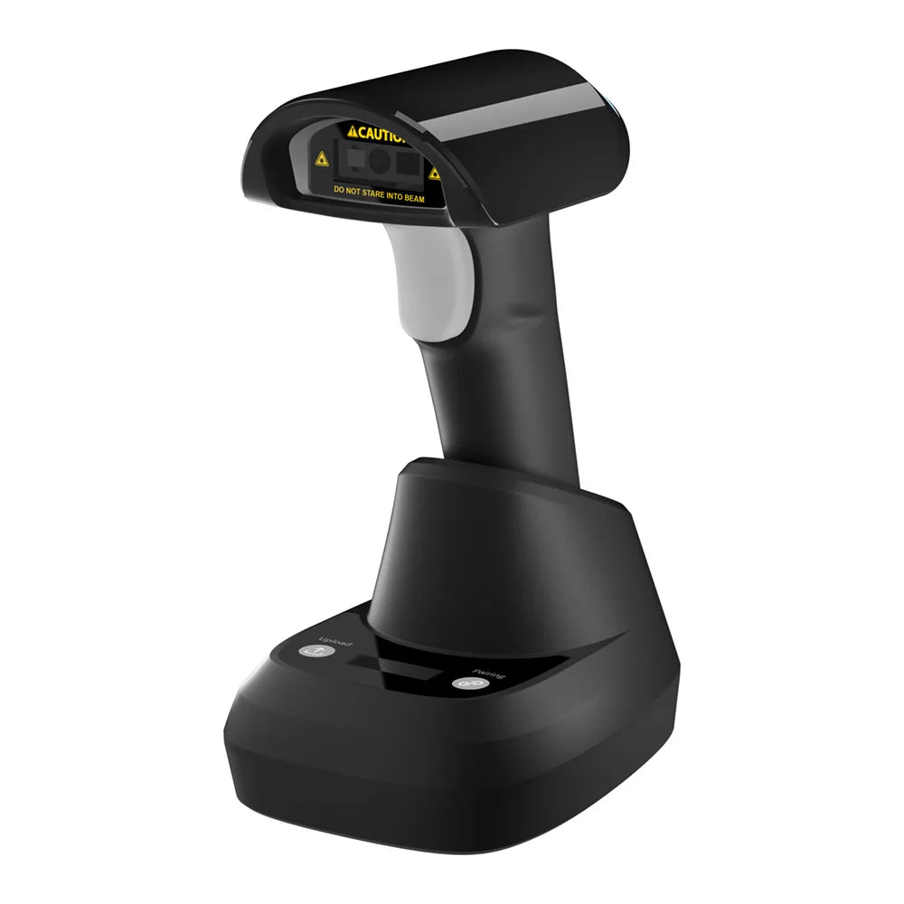 【New】Wireless 2D 1D Barcode Scanner BT+2.4G+USB Wired High Speed Scanning with Pedestal Wireless Charging Stand and OLED Display