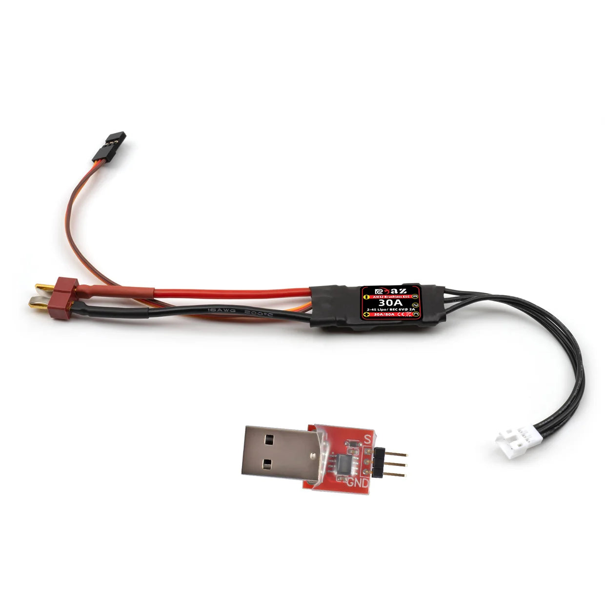 RCXAZ AM32 Programmable 30A ESC Speed Controller for 1/18 1/24 RC Cars Axial SCX24 FCX24 TRX4M 2-3s DIY Cars Performance Upgrade
