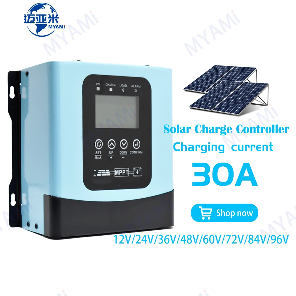 MYAMi 12V 24V 36V 48V 60V 72V 84V 96V 30A Off-grid RS485 Mppt Solar Charge Controller For Solar System