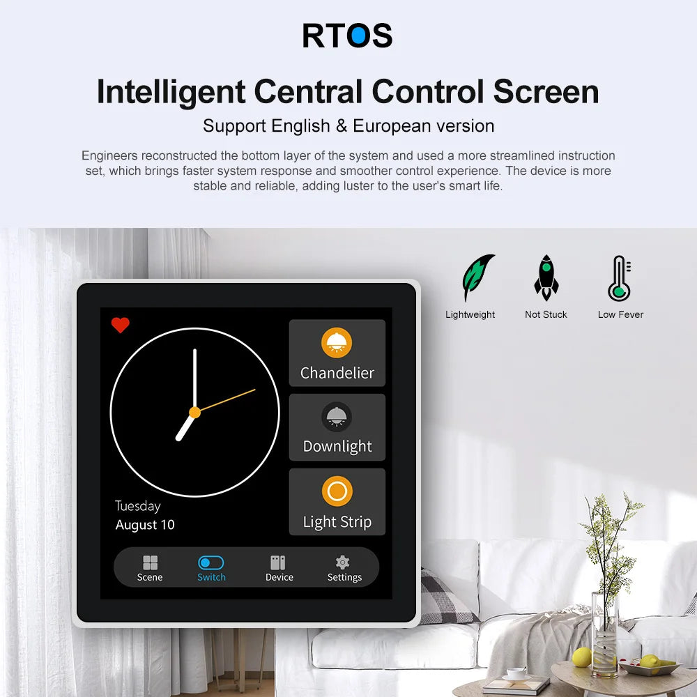 FUERS Smart Wall Switch 4 Inch Touch Screen Multi-functional T3E Switch Scene Panel Intelligent Home Touch Screen Zigbee