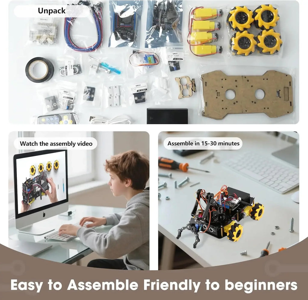 Robotics for Kids Ages 8-12, ACEBOTT Smart Robot Arm Car Kit with 5DOF, STEM Toys for Boys Age 8-12, ESP32 Arduino/Python Coding