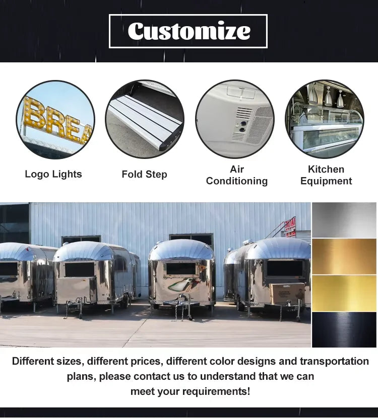 Commercial Hot Sale Food Truck Trailer Fully Equipped Multifunction Mobile Kitchen Customized