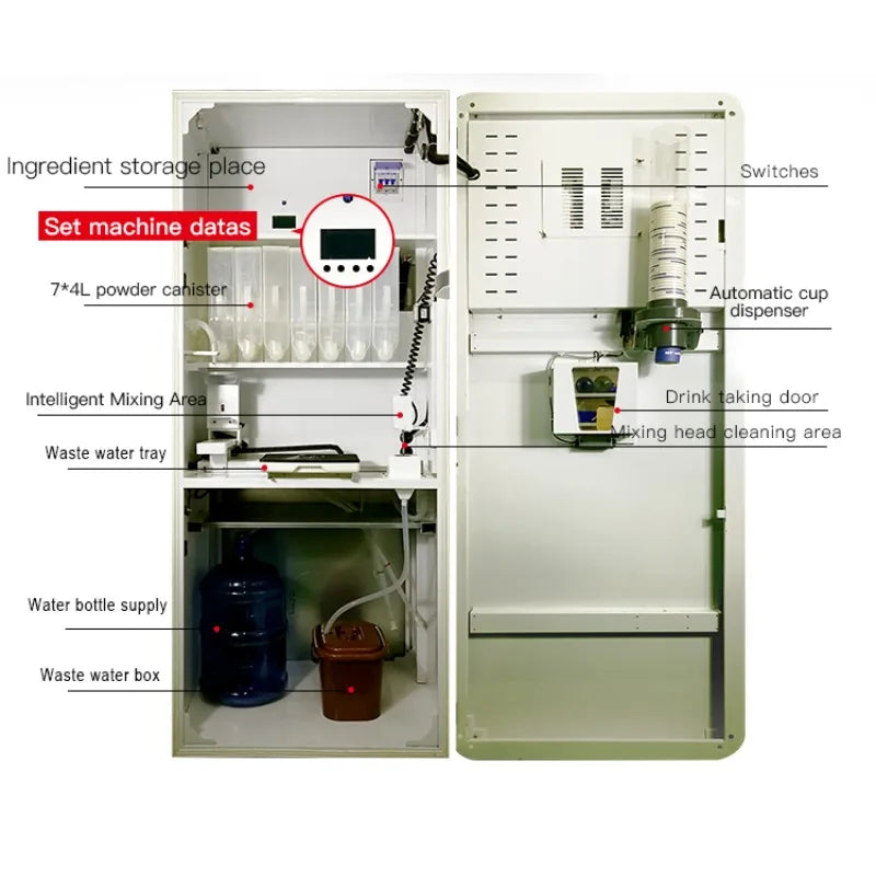 Smart Protein Shake Vending Machine Automatic Mixing System Touch Screen Cashless Payment Gym Fitness Use