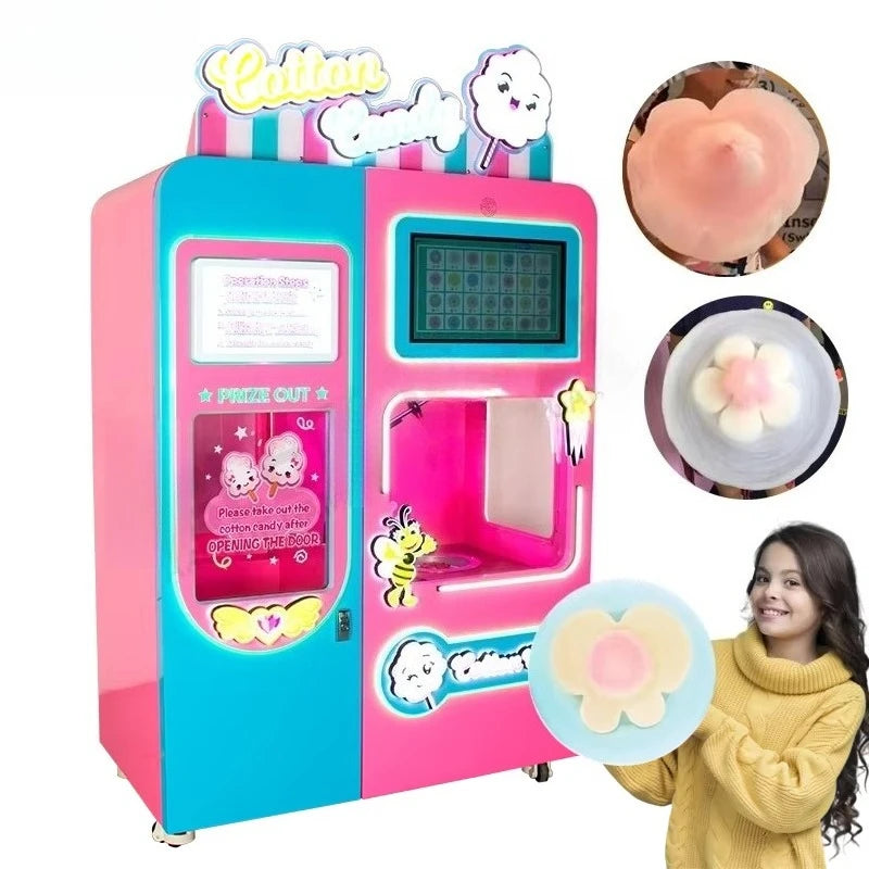 Customized Coin Operated Cotton Candy Vending Machine Automatic Commercial High Profit Mall Business Hot Sale