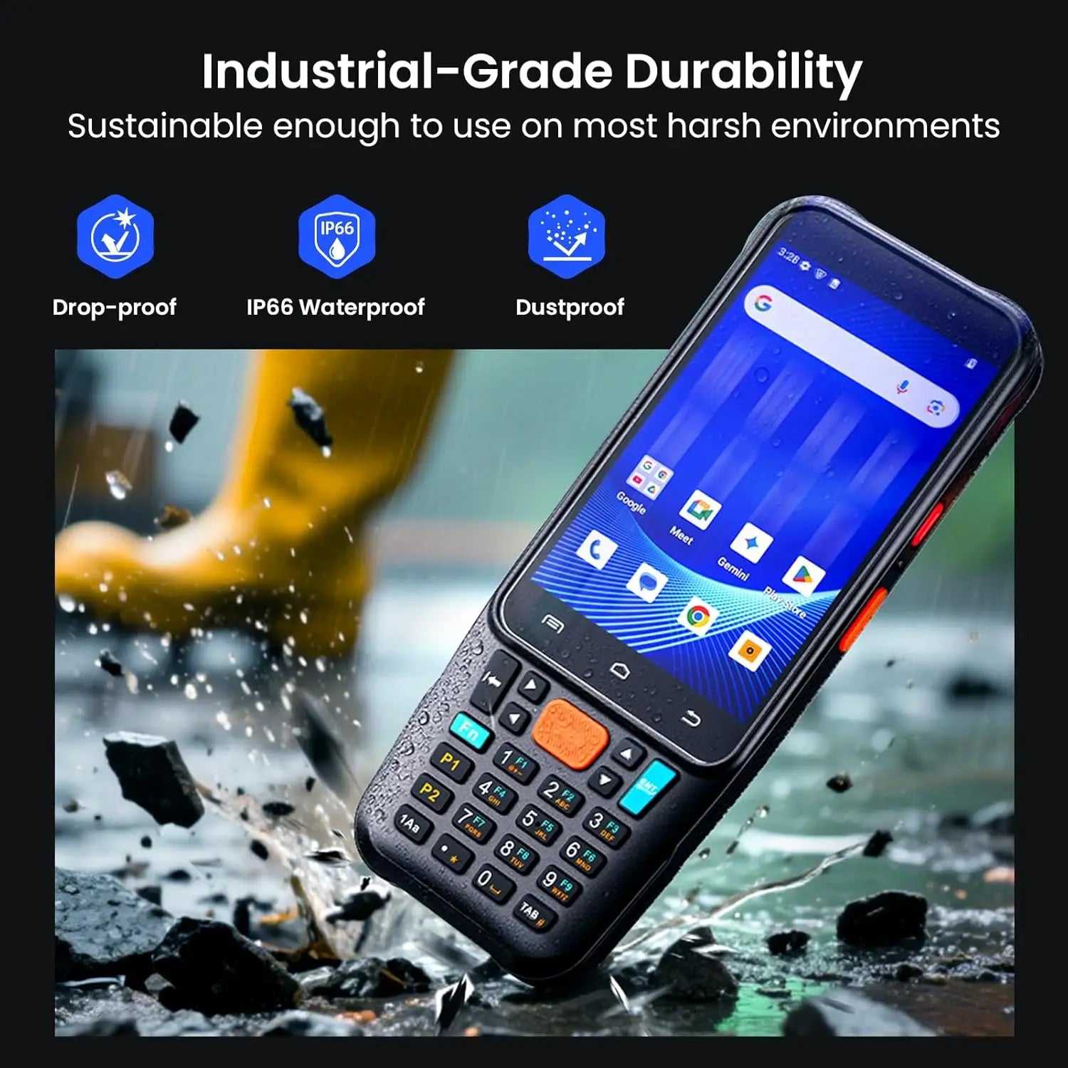 Android 15 2D Barcode Scanner MTK6769 5050mAh Battery Handheld Scanner 4GB+64GB Rugged PDA Handheld Computer 4G