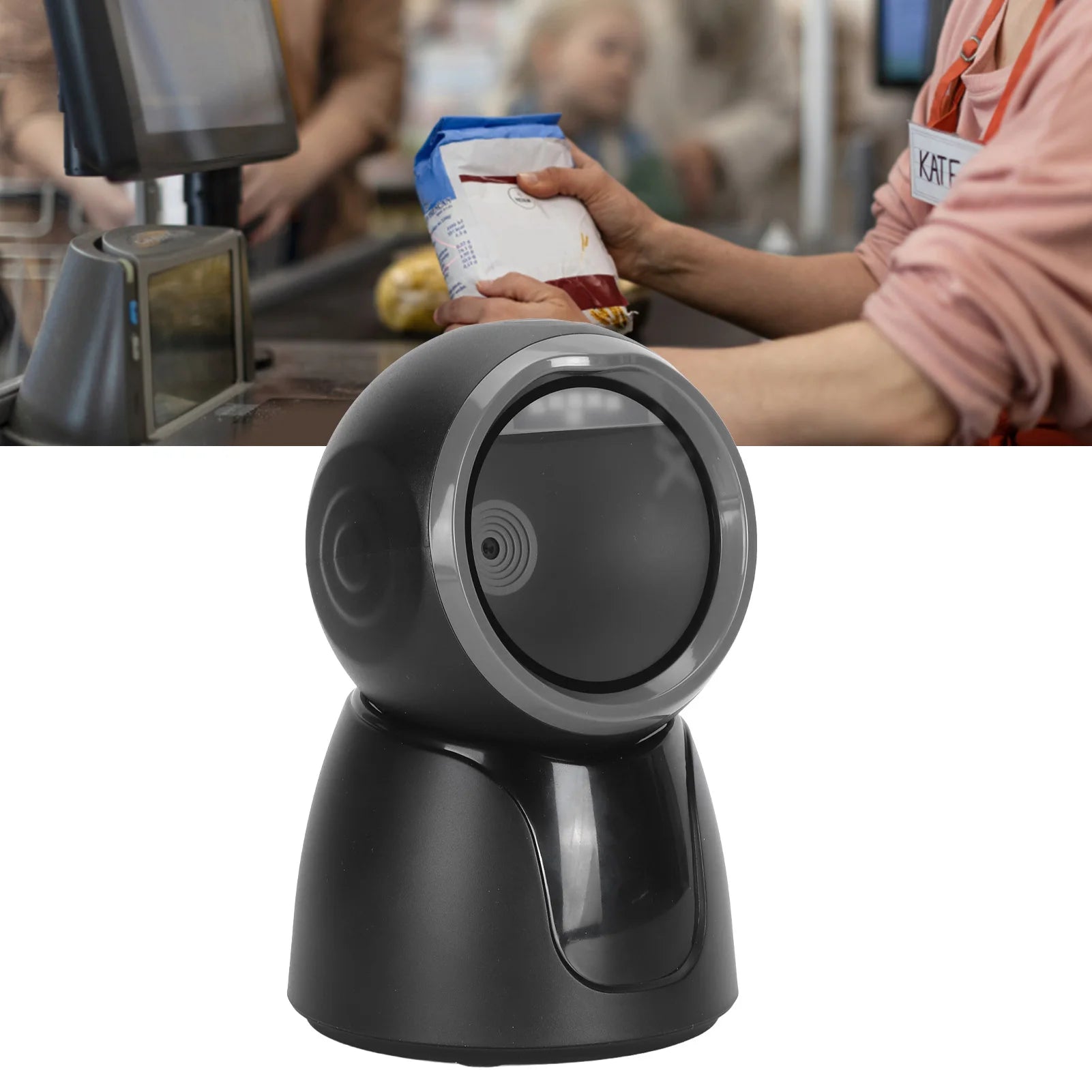 Portable Desktop Barcode Scanner Wireless Bluetooth 2.4G Wired USB Omnidirectional Handfree Automatic USB Barcode Reader Scanner