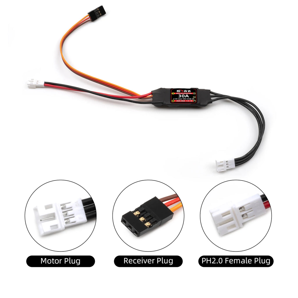 RCXAZ AM32 Programmable 30A ESC Speed Controller for 1/18 1/24 RC Cars Axial SCX24 FCX24 TRX4M 2-3s DIY Cars Performance Upgrade