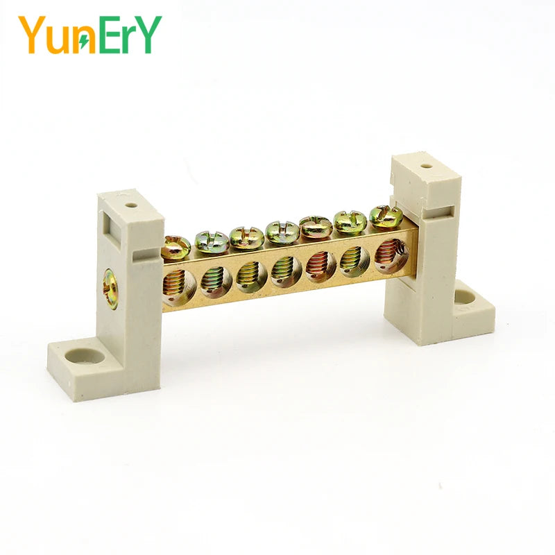DIN Rail Terminal Block High Bridge Type Ground Bar 5/7/10/12 Holes Electrical Connector Distribution Box Neutral Terminal