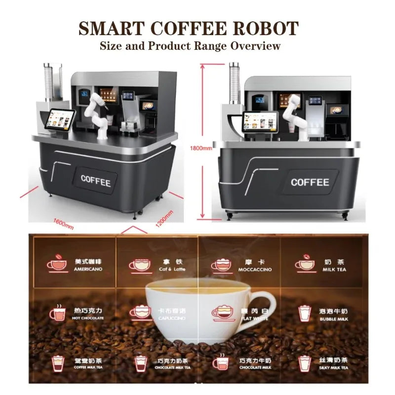 Customizable Appearance Auto Intelligent Coffee Robot Bar & Vending Machine Robotic Arm Commercial AI Smart Robot Barista Maker