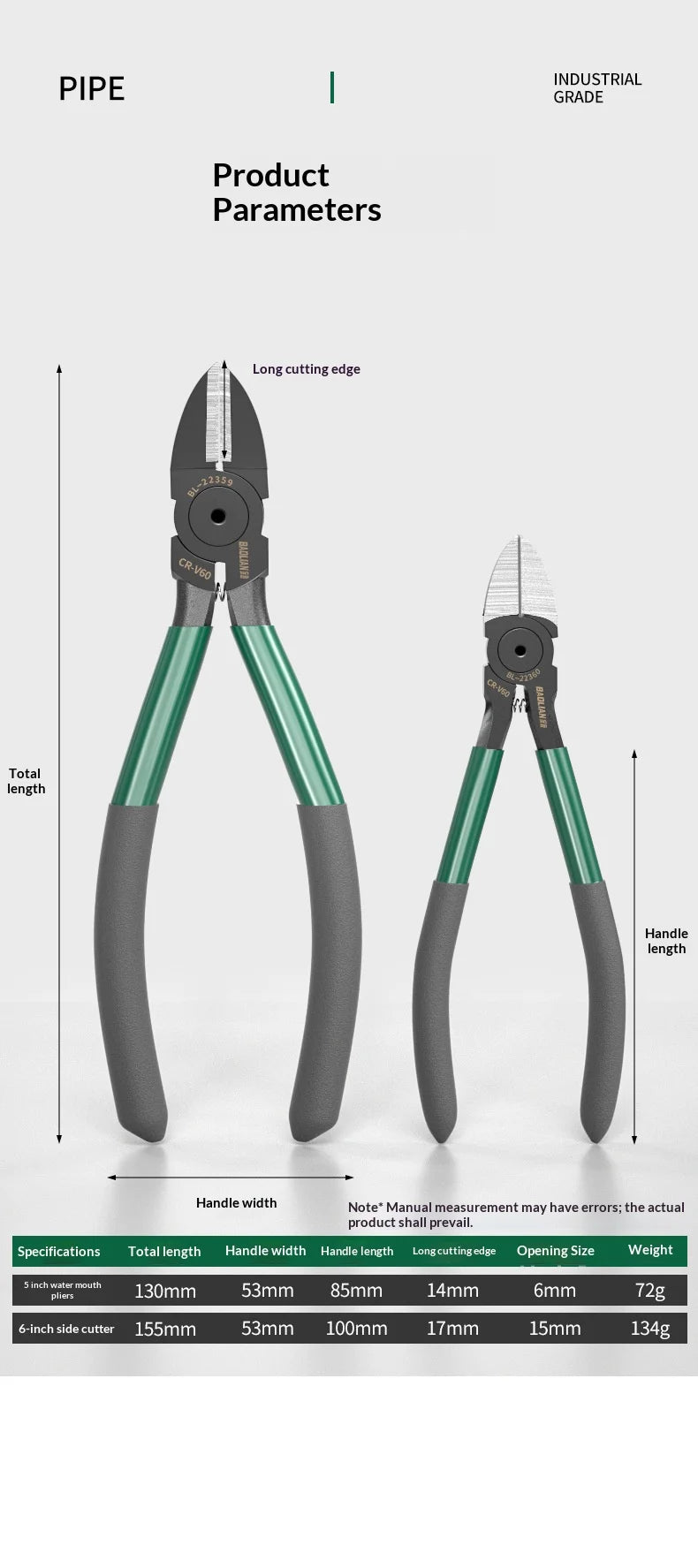 Industrial Thousand a for Electrician Wires Terminals Special Pliers Mouth Cutters High Side Small Diagonal Grade Hardness Abi