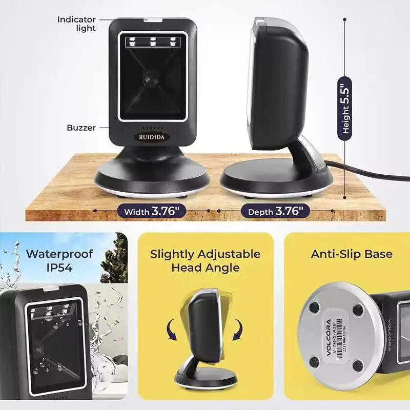 1D 2D Platform Scanner 2D Handfree Barcode 2D Scanner Desktop Barcode Reader Wired USB  Scanner QR Code PDF417 Code