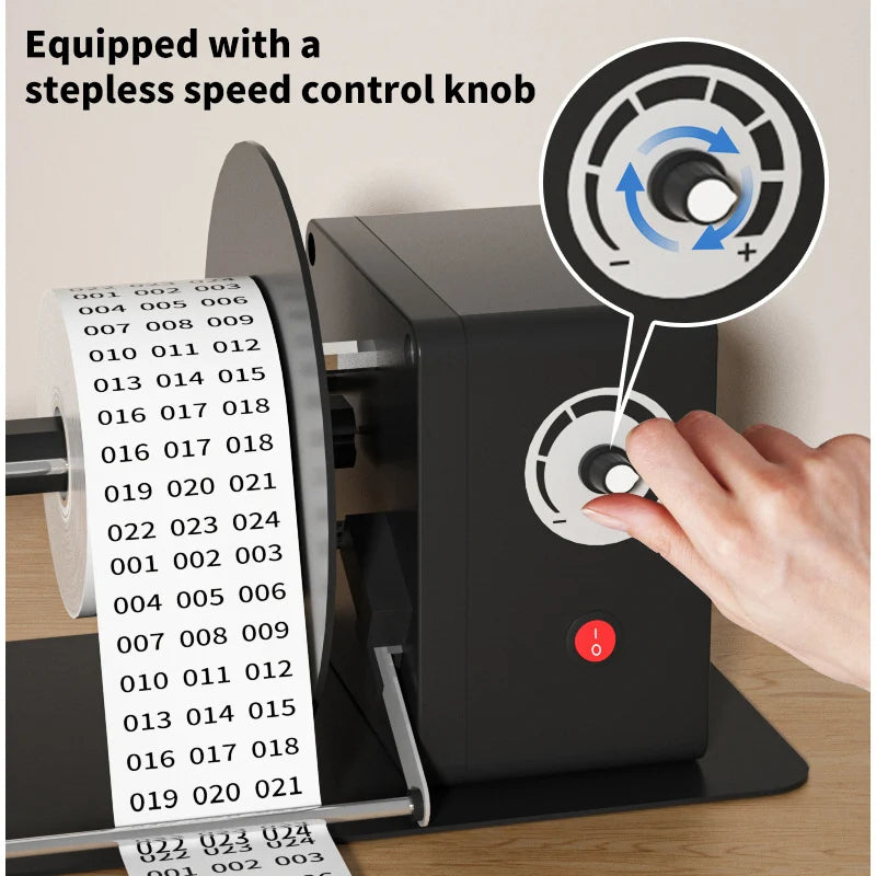 Automatic Label Rewinder Stepless Speed Adjustable Label Dispenser Industrial Grade Label Printer Accessory for Barcode,Sticker