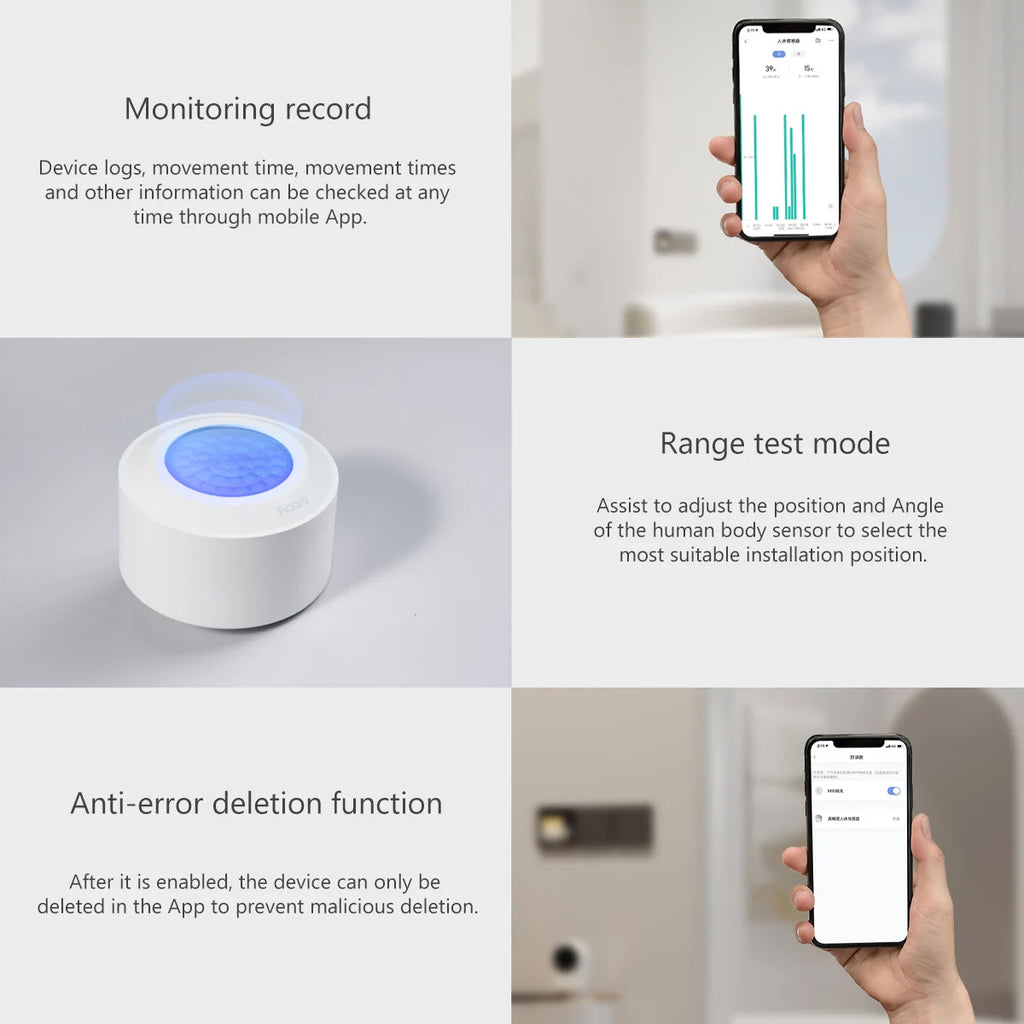 Original Aqara High Precision Human Sensor ZigBee 3.0 Body Sensor Motion Wireless Movement Connection IPX5 Waterproof for Aqara