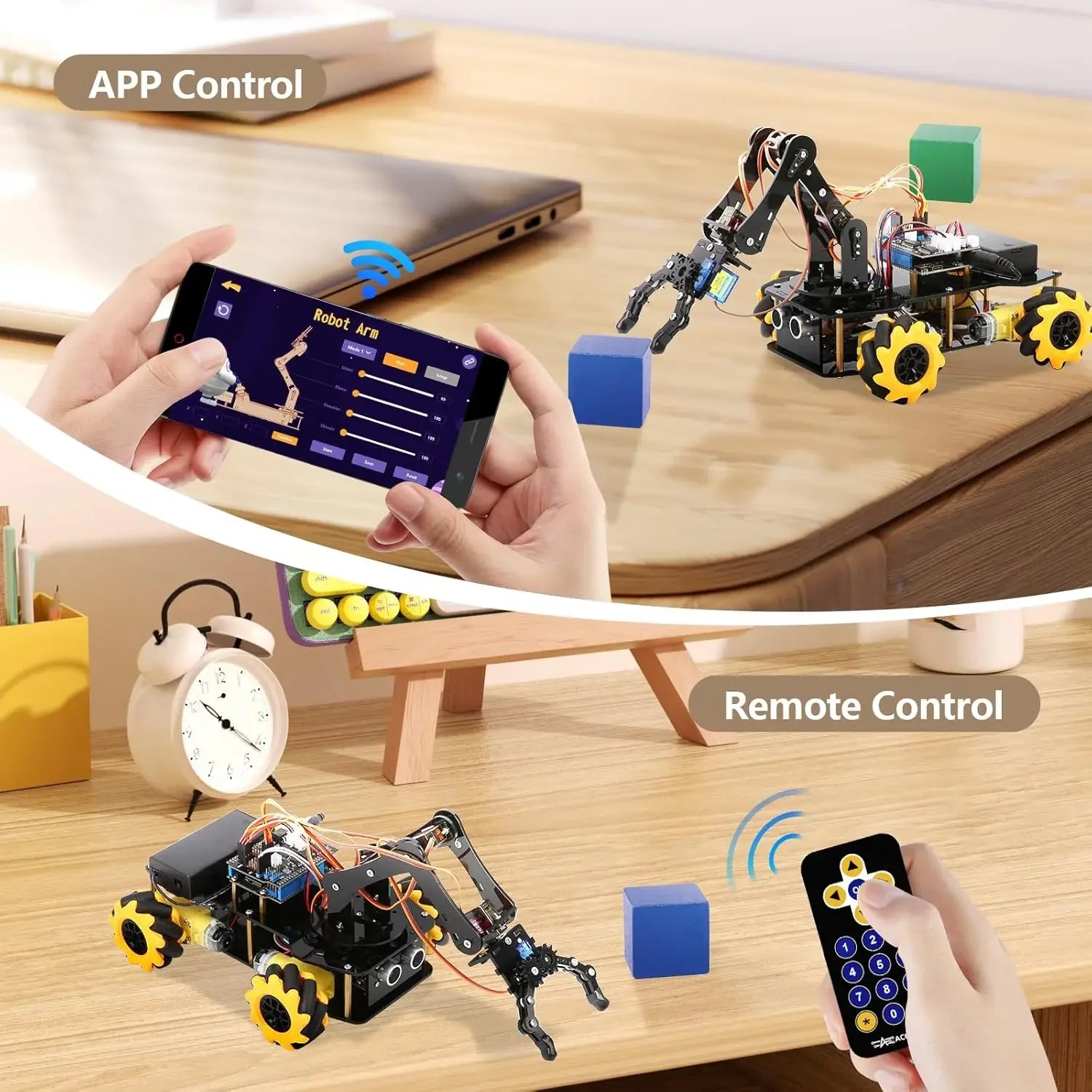 Robotics for Kids Ages 8-12, ACEBOTT Smart Robot Arm Car Kit with 5DOF, STEM Toys for Boys Age 8-12, ESP32 Arduino/Python Coding