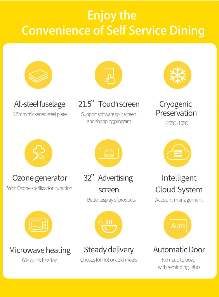 Customized Commercial Robot Warm Hot Food Self Service Hamburger Sandwich Vending Machine Touch Screen