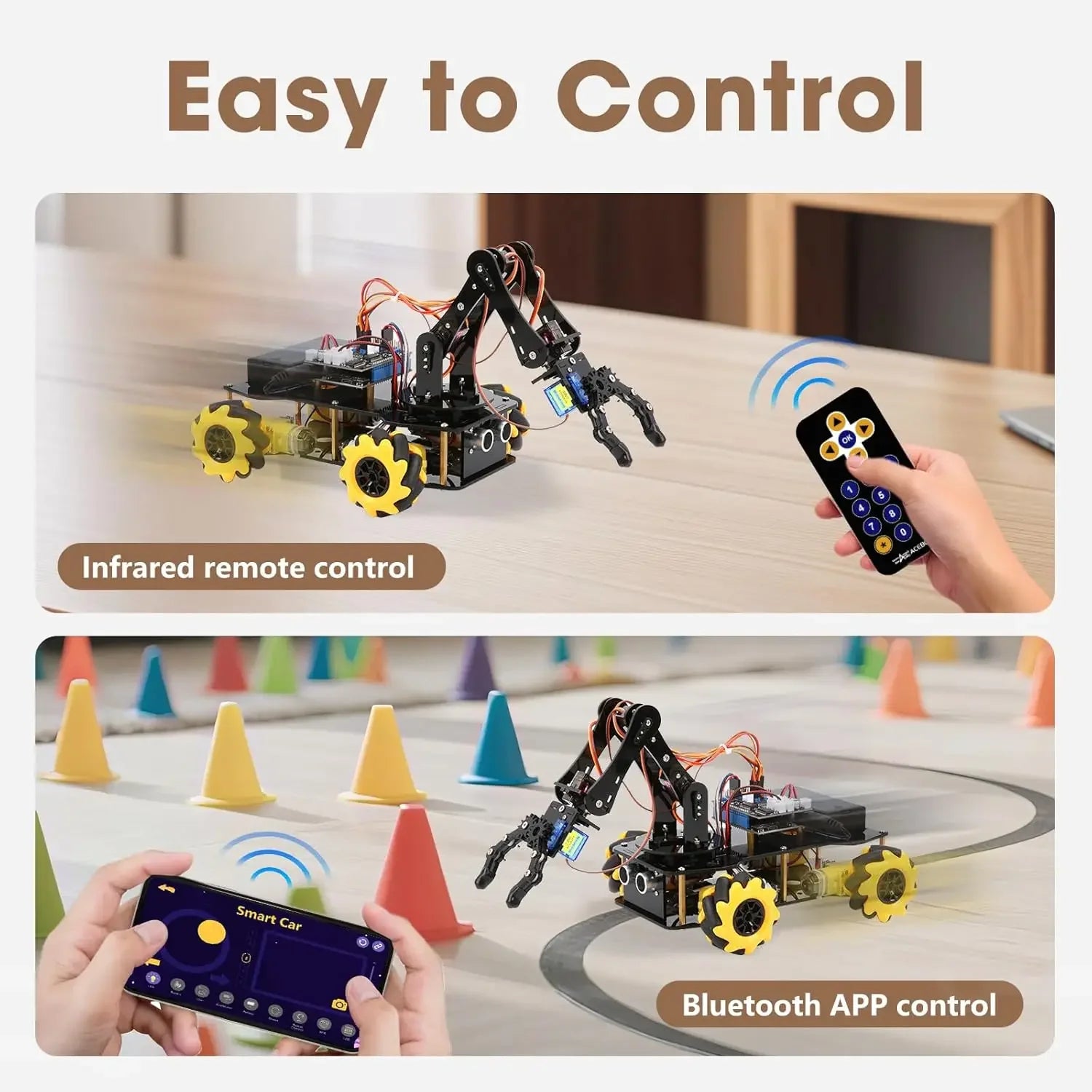 Robotics for Kids Ages 8-12, ACEBOTT Smart Robot Arm Car Kit with 5DOF, STEM Toys for Boys Age 8-12, ESP32 Arduino/Python Coding