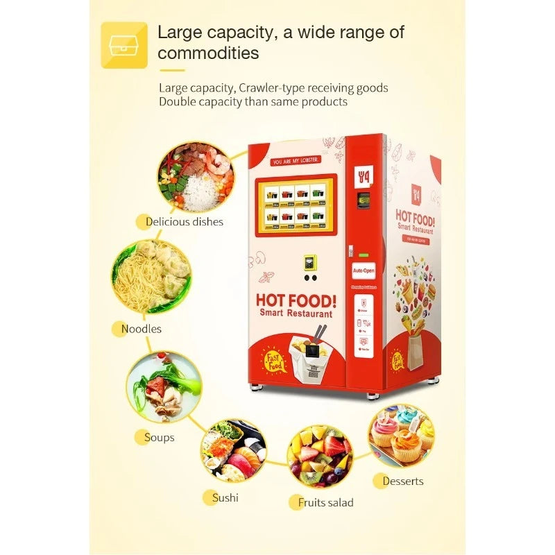 Customized Commercial Robot Warm Hot Food Self Service Hamburger Sandwich Vending Machine Touch Screen
