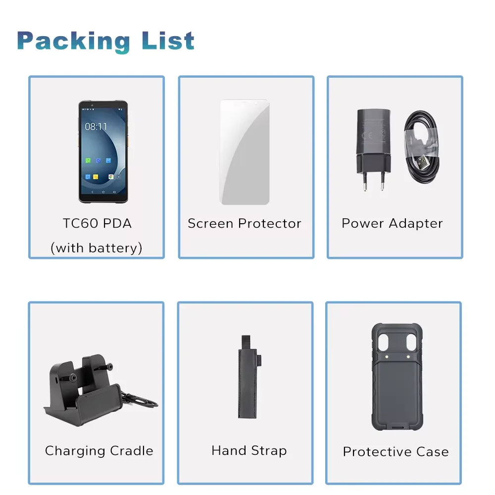 TC60 6 inch PDA Rugged Android Smart Terminal 2D Barcode Scanner with WIFI Bluetooth High Quality Mobile Industrial RFID