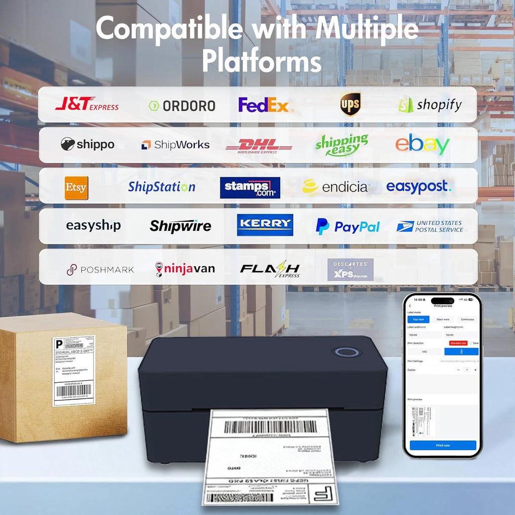 Bluetooth Thermal Printer4×6 Shipping Label Printer For Small Businesses,Desktop Thrmal Label Printers For Shipping Package