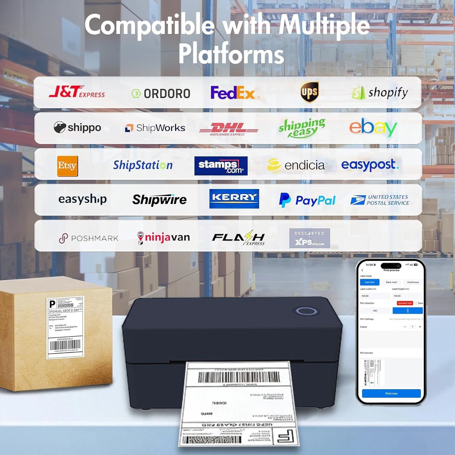 Bluetooth Thermal Printer4×6 Shipping Label Printer For Small Businesses,Desktop Thrmal Label Printers For Shipping Package