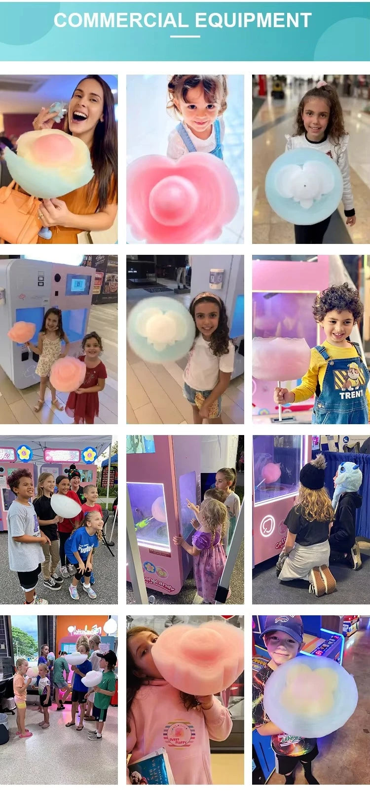 Customized Commercial Cotton Candy Vending Machine Full Automatic High Efficiency Mall Park Hot Selling Business Unit