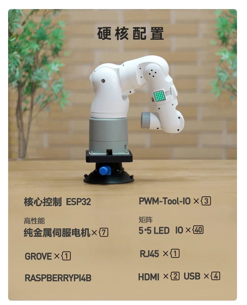 Robotic arm 7-axis robot programmable AI visual recognition