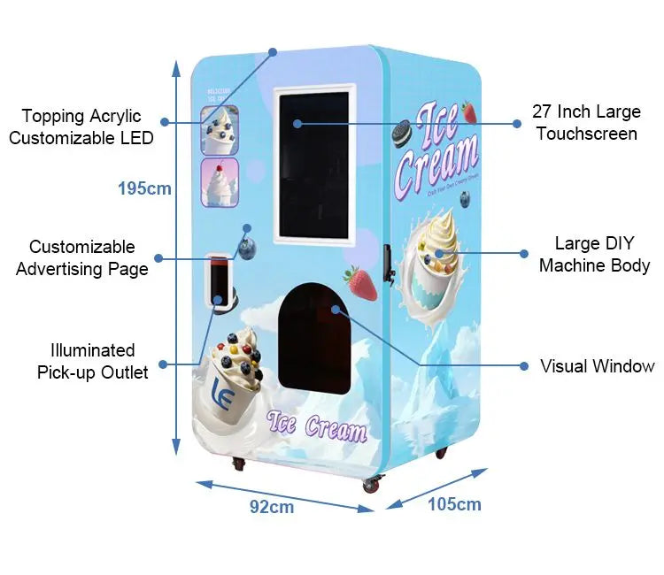 Customized Remote-Managed Ice Cream Vending Machine Factory Direct Smart Management High Output Cooling Safe Use For Business
