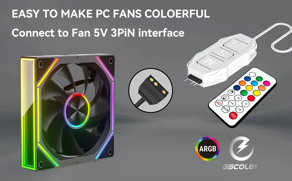 GSCOLER Controller Supports 5V ARGB DIY devices SATA power interface Dual-mode control of lights and speed