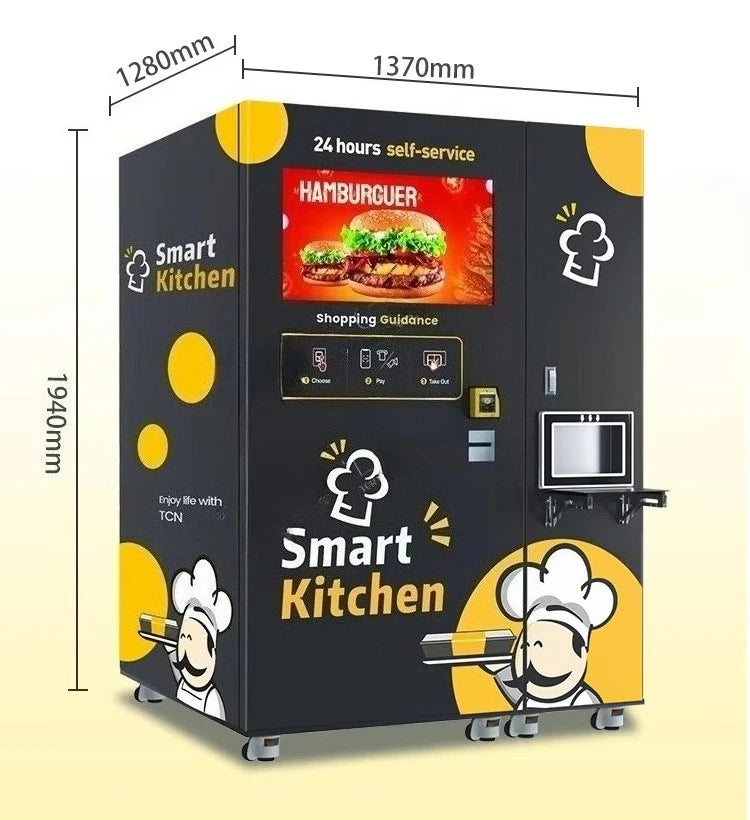 Customized Commercial Robot Warm Hot Food Self Service Hamburger Sandwich Vending Machine Touch Screen