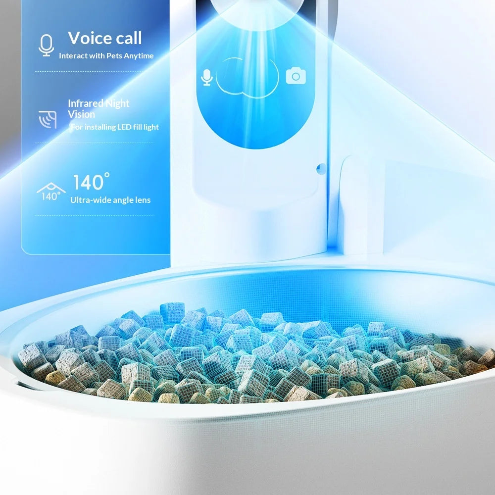 New Smart XL Capacity Pet Feeder with Wide-Angle Camera, Timed Portion Control for Cats & Dogs, APP Controlled Dispenser