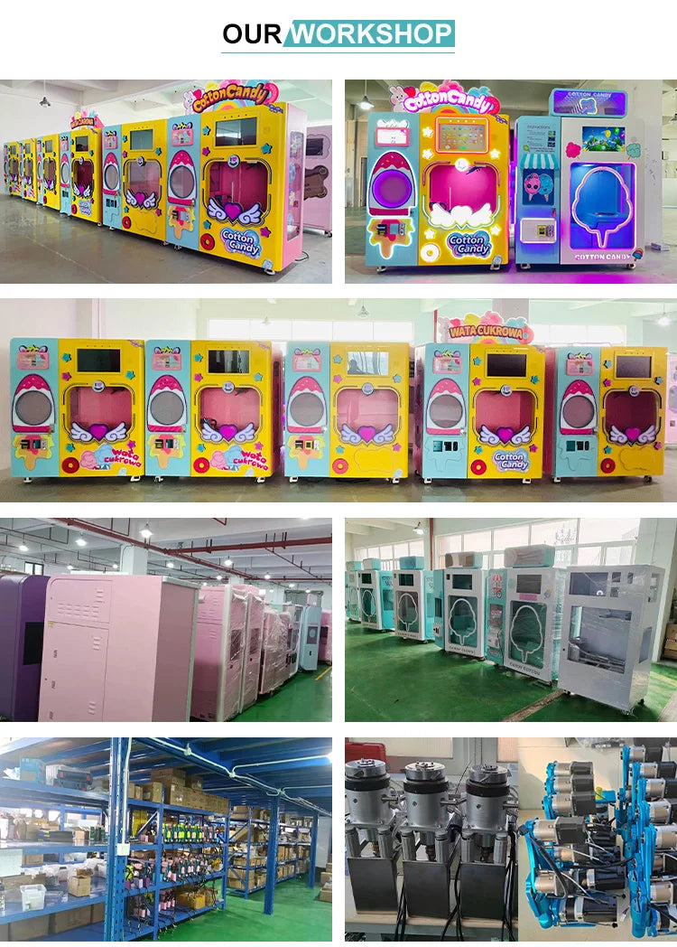 Customized Commercial Cotton Candy Vending Machine Full Automatic High Efficiency Mall Park Hot Selling Business Unit