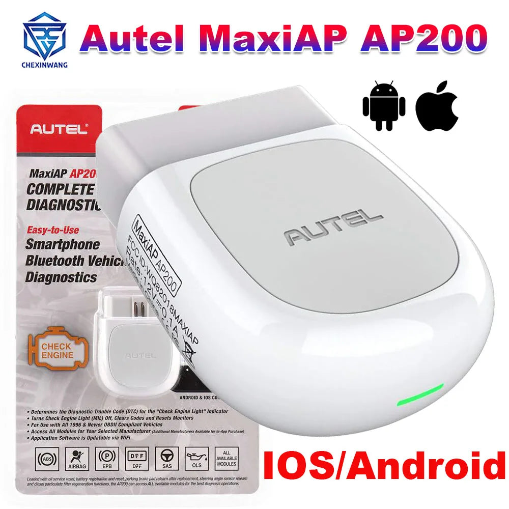 Autel AP200 Bluetooth OBD2 Scanner MaxiAP Code Reader with Full System VIN TPMS IMMO Service Car Diagnostic Tool for IOS Android