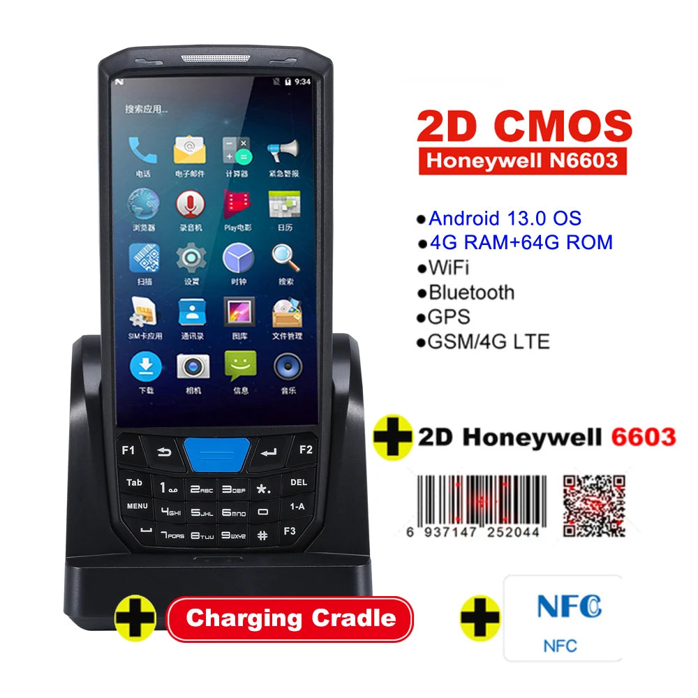 RUGLINE PDA Android Handheld Terminal Honeywell Barcode Scanner 1D 2D QR Portable Data Collector Terminal Device With 4G NFC