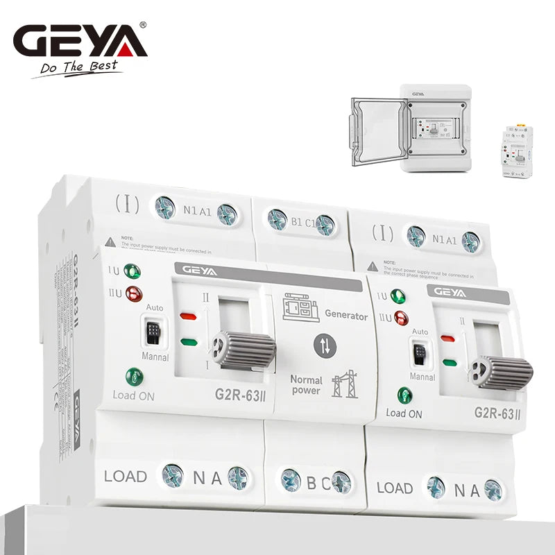 ATS Mini Automatic Transfer Switch 220V Din Rail Dual Power Electrical Selector Switches Uninterrupted Power 63A