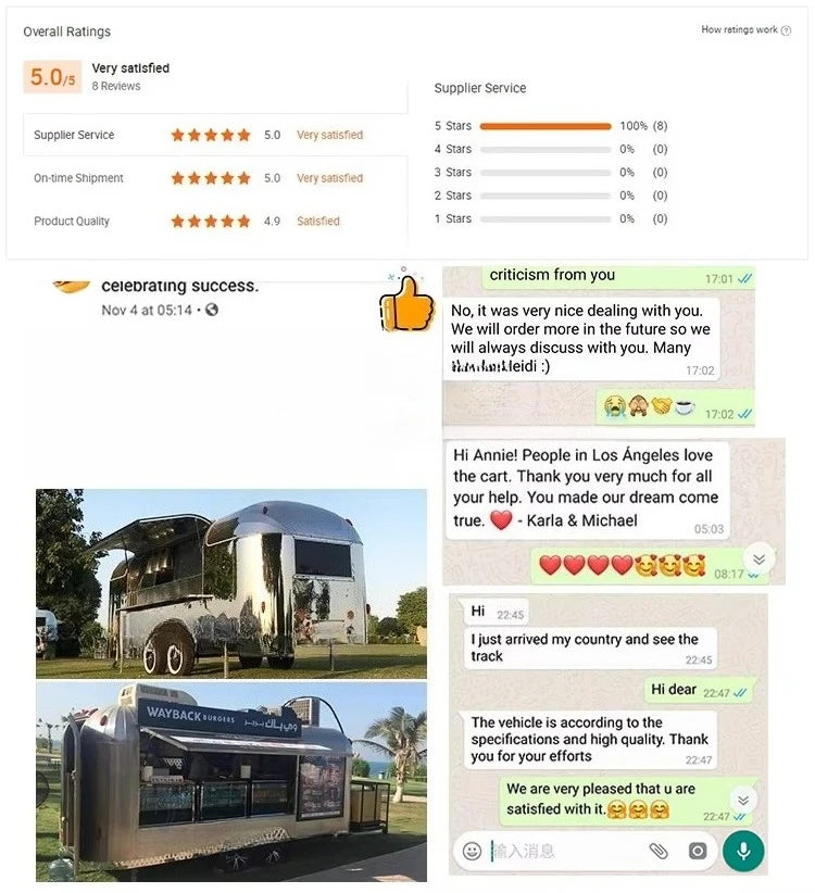 Commercial Hot Sale Food Truck Trailer Fully Equipped Multifunction Mobile Kitchen Customized