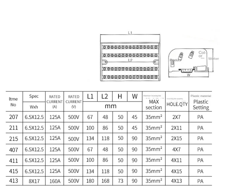 207 211 407 Din Rail Terminal Blocks Modular Screw Connection Power Distribution Block Box Universal Electric Wire Junction Box