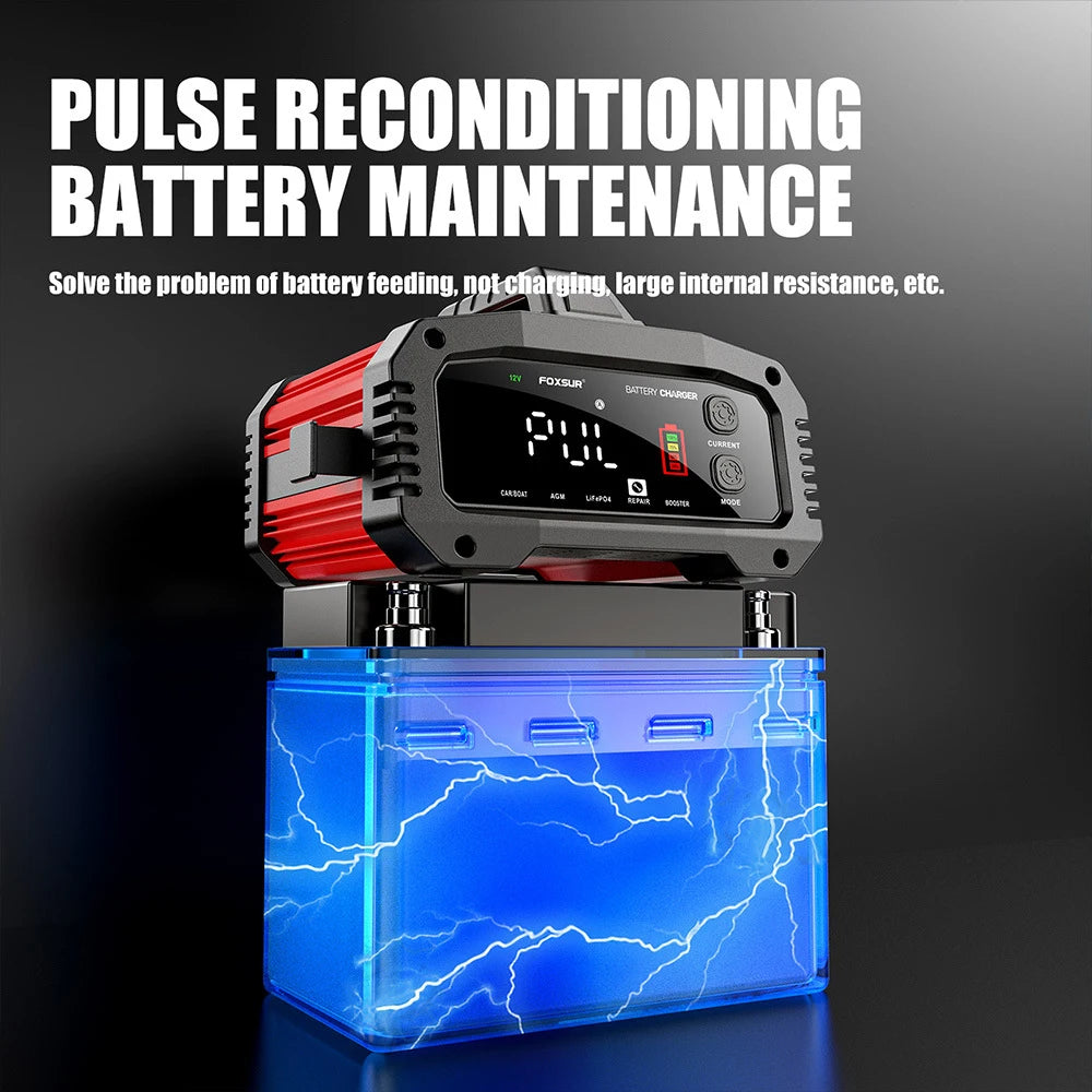 15A/24V 25A/12V Automotive Battery Chargers 350W High Power Smart Booster Pulse Repair Big Digital Display Storage Cell Charger