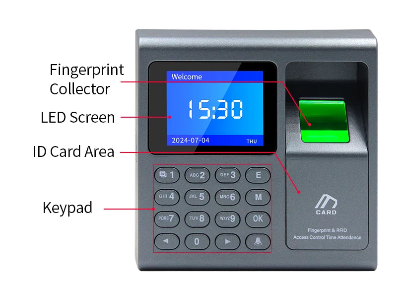 Biometric Fingerprint Scanner RFID Access Control System 1000 User USB Time Recorder Attendance Employee Machine