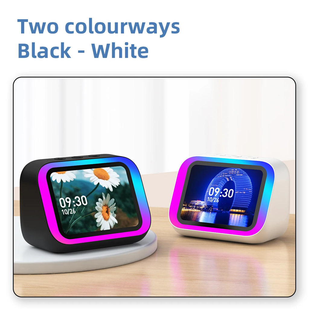 Smart Speaker AI Home Assistant Audio Center HD Large Screen High-Power Speaker Electronic Photo Album 7-Color Lighting for Gift