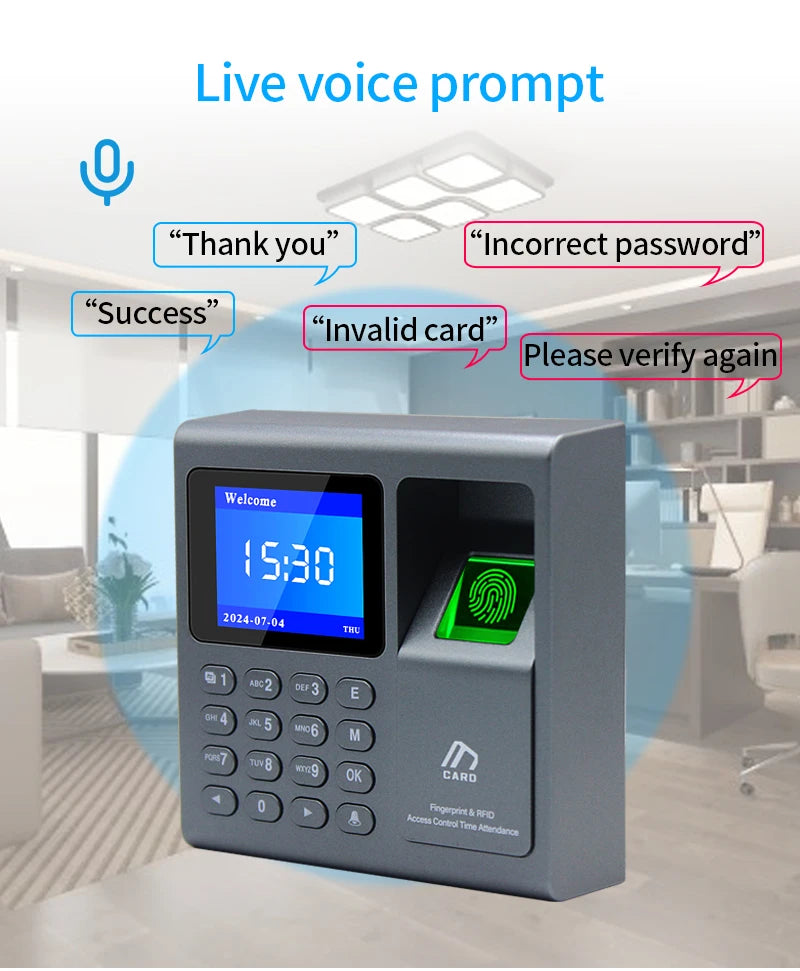 Biometric Fingerprint Scanner RFID Access Control System 1000 User USB Time Recorder Attendance Employee Machine